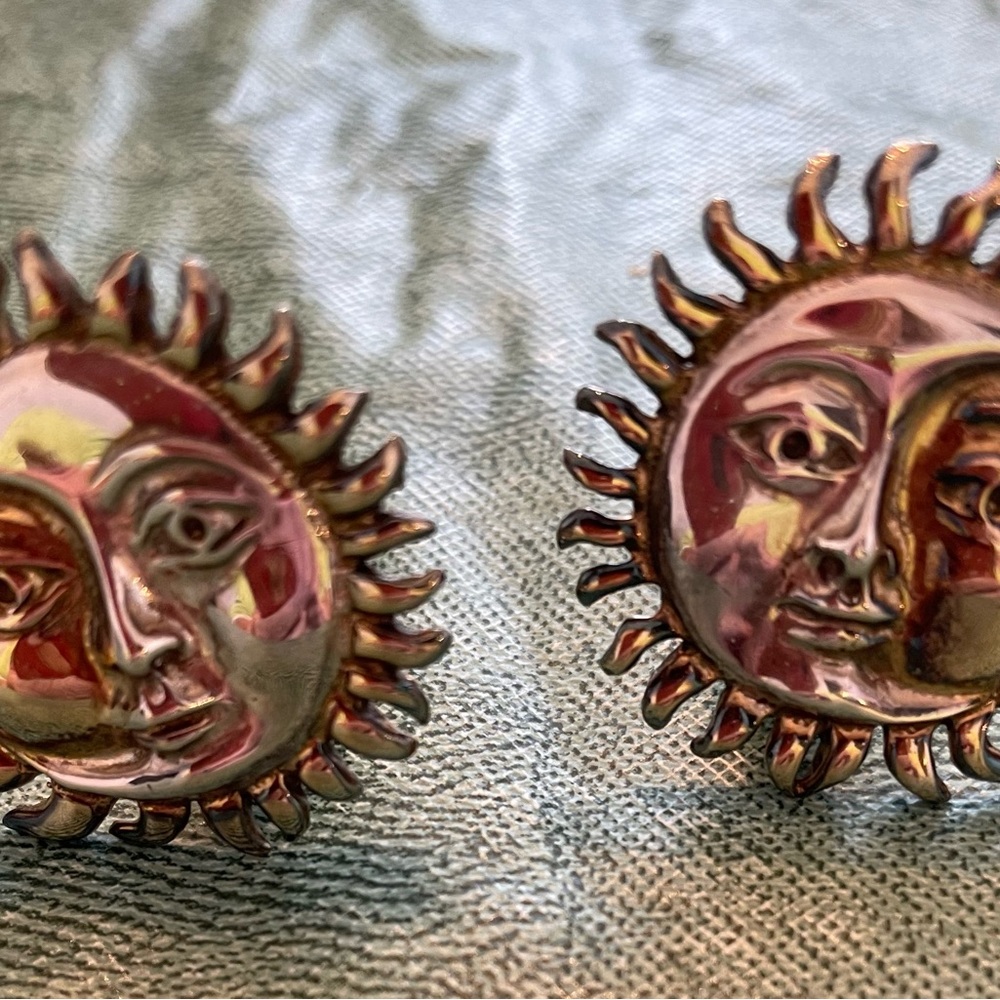 Sergio Bustamante silver Sun Face Earrings
